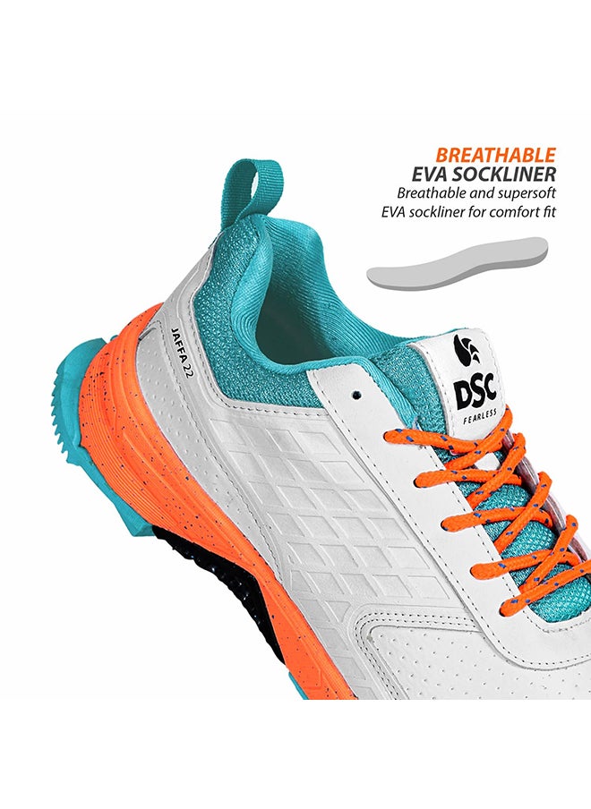 DSC - Jaffa 22 Cricket Shoes for Men and Boys UK-9 White-Orange - Image 1