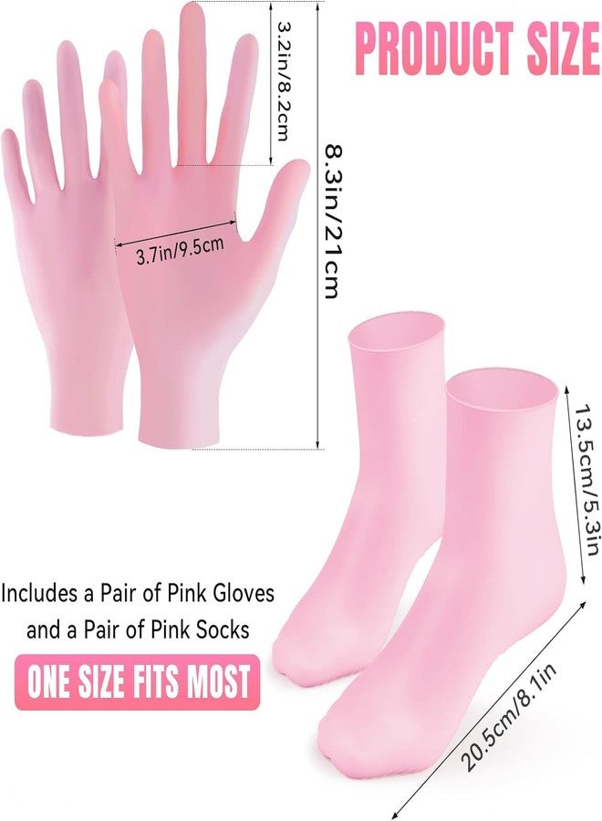 MIRVAAN 2 Pairs Moisturizing Glove Socks Set, Silicone Gel Spa Socks For Dry Cracked Skin, Silicone Gel Heel Socks Anti Slip,For Foot and Hand Softening, Calluses, Foot Care After Pedicure(Pink) - Image 3