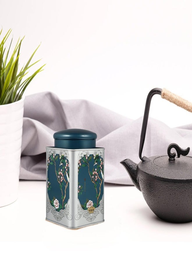 BESTonZON Tea Tin Canisters Chinese Style Tea Tin Vintage Loose Tea Storage Containers with Lid Metal Tinplate Empty Tins Coffee Canister Coffee Jar Nuts Snacks Storage Blue - Image 5