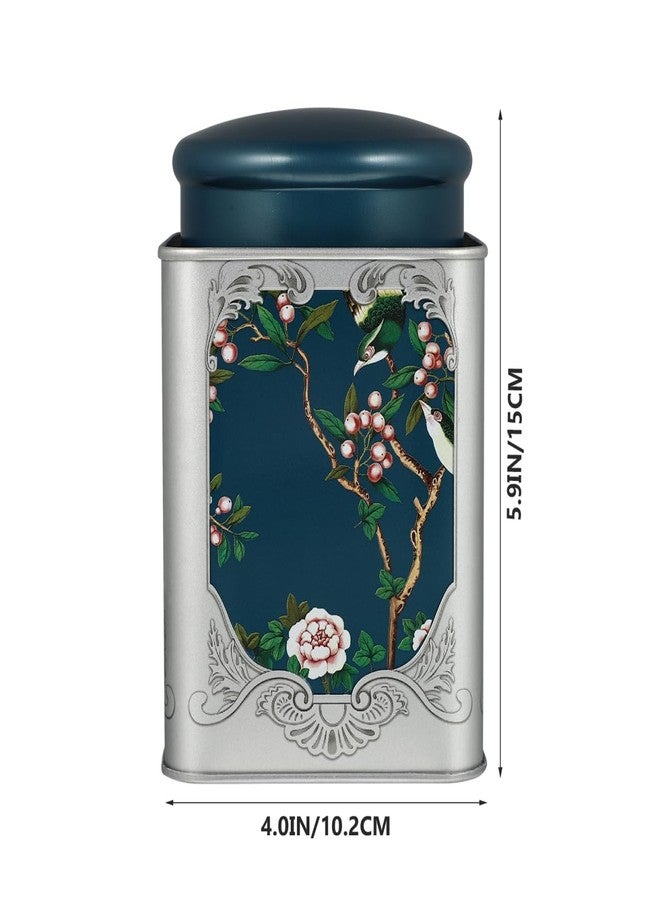 BESTonZON Tea Tin Canisters Chinese Style Tea Tin Vintage Loose Tea Storage Containers with Lid Metal Tinplate Empty Tins Coffee Canister Coffee Jar Nuts Snacks Storage Blue - Image 3