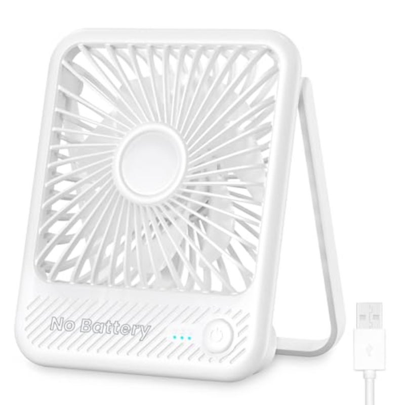 USB Desk Fan, Strong Wind Ultra Quiet Small Personal Fan with 180° Tilt Folding and 3 Speeds Adjustable, USB-C Corded Powered USB Fan for Office Desktop Bedroom, NO BATTERY - Image 1