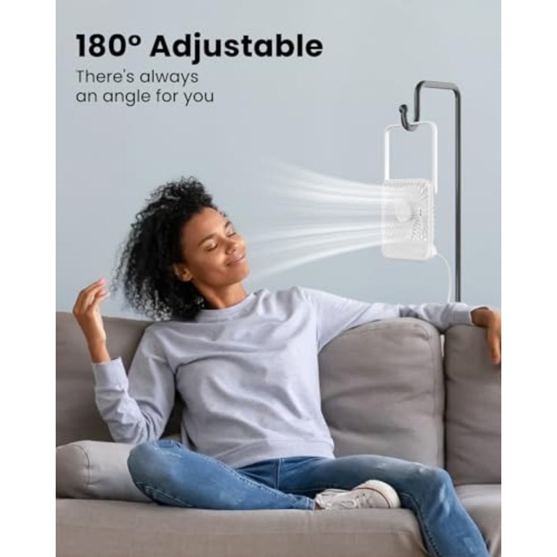 USB Desk Fan, Strong Wind Ultra Quiet Small Personal Fan with 180° Tilt Folding and 3 Speeds Adjustable, USB-C Corded Powered USB Fan for Office Desktop Bedroom, NO BATTERY - Image 3
