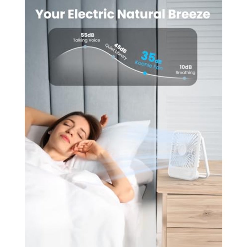 USB Desk Fan, Strong Wind Ultra Quiet Small Personal Fan with 180° Tilt Folding and 3 Speeds Adjustable, USB-C Corded Powered USB Fan for Office Desktop Bedroom, NO BATTERY - Image 5