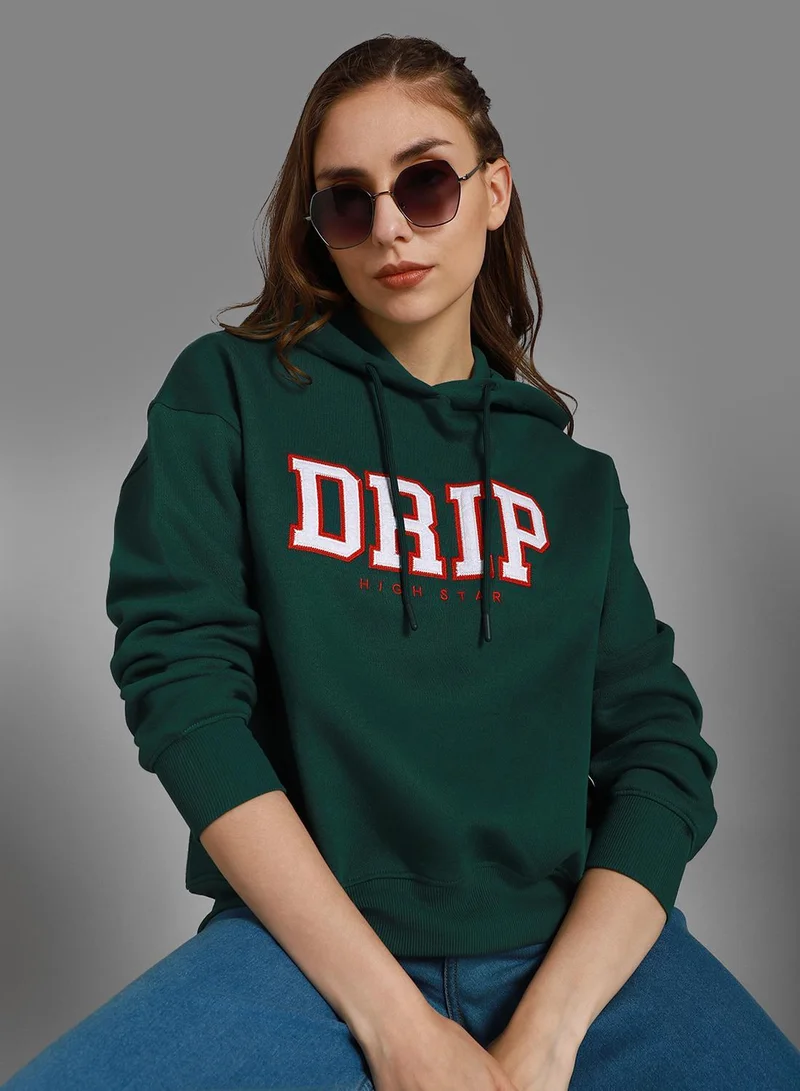 Women Green Sweatshirt