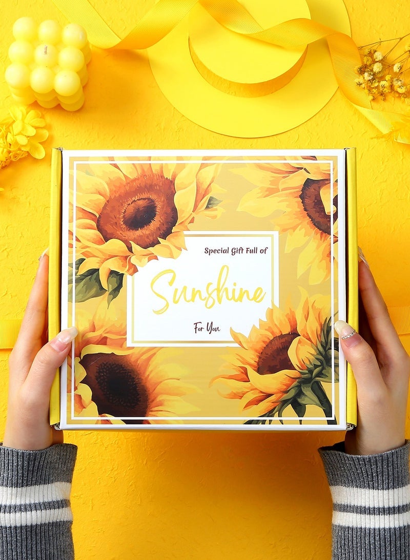 كابتن تيك سلة هدايا نسائية - طقم علب هدايا عباد الشمس يحتوي على 13 قطعة هدايا ملهمة ، سلة هدايا للتعافي المبكر ، باقة علاج سبا للاسترخاء للسيدات ، صداقة ، هدايا صديقة - Image 3