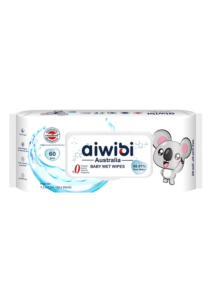 أيويبي مناديل مبللة للأطفال - 99.91% ماء نقي 60 قطعة - Image 1