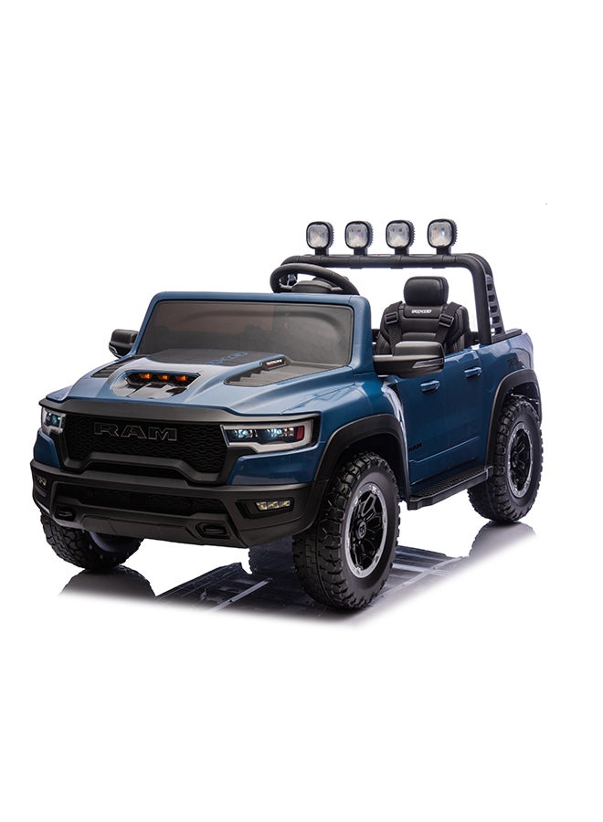 Rayfun Licensed RAM 1500 RHO Super Truck Electric Ride-On Car for Kids - 12V Battery, Remote Control, LED Lights, MP3 Player, Opening Doors, and Safety Belt - Image 2