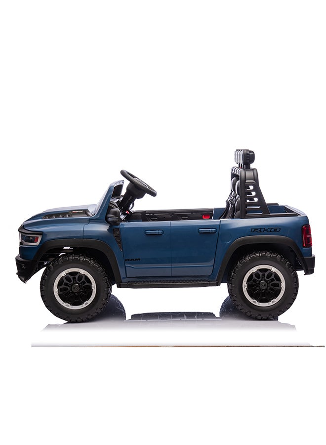 Rayfun Licensed RAM 1500 RHO Super Truck Electric Ride-On Car for Kids - 12V Battery, Remote Control, LED Lights, MP3 Player, Opening Doors, and Safety Belt - Image 3