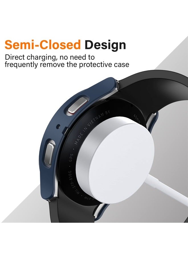 Amizee 2 Pack Screen Protector Case Compatible with Samsung Galaxy Watch 5/Galaxy Watch 4 Case 40mm, with Built-in Screen Protector Hard PC Ultra Thin Anti-Scratch Protective Cover (Blue/Clear) - Image 3