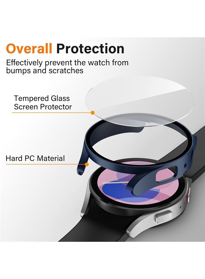 Amizee 2 Pack Screen Protector Case Compatible with Samsung Galaxy Watch 5/Galaxy Watch 4 Case 40mm, with Built-in Screen Protector Hard PC Ultra Thin Anti-Scratch Protective Cover (Blue/Clear) - Image 2