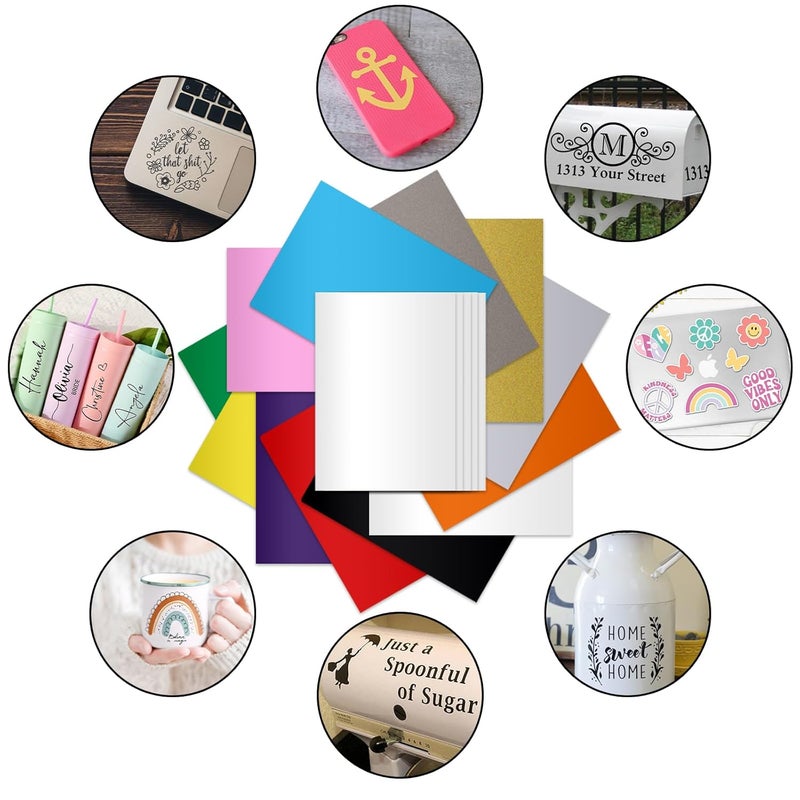 LOPASA مجموعة البداية من المتوافقة مع آلة Cricut Joy Xtra (ملصق ولاصق) | حزمة للمبتدئين | فينيل دائم مقاس 8.5 × 12 بوصة | إكسسوارات ومستلزمات | أدوات ومواد أساسية - Image 3