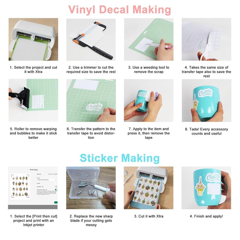 LOPASA مجموعة البداية من المتوافقة مع آلة Cricut Joy Xtra (ملصق ولاصق) | حزمة للمبتدئين | فينيل دائم مقاس 8.5 × 12 بوصة | إكسسوارات ومستلزمات | أدوات ومواد أساسية - Image 4