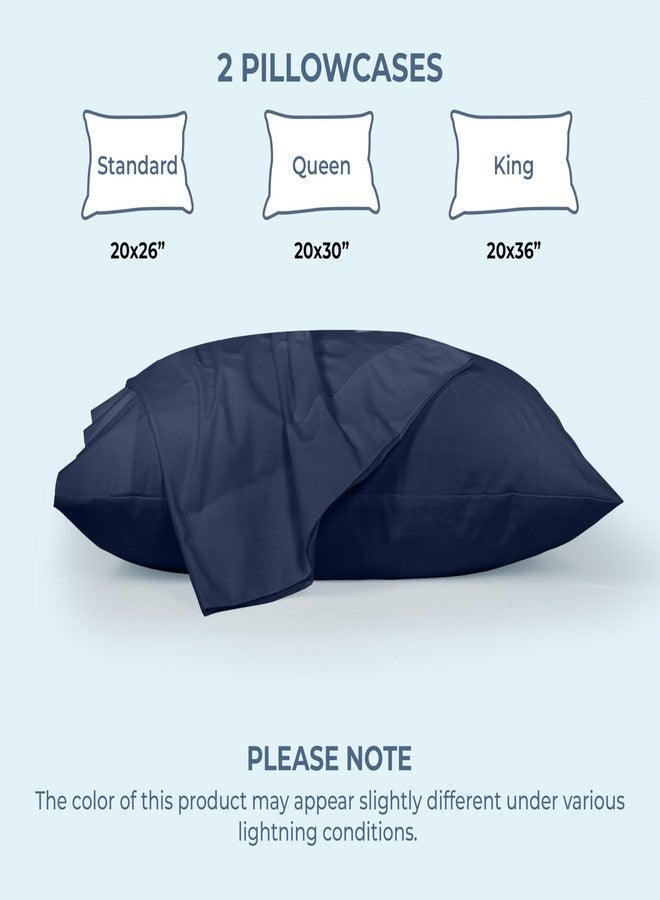 ROYALE LINENS 100% Organic Cotton Percale Pillowcases Set of 2 - Queen Size Percale Pillowcase - Queen Set of 2 Pillow Cover - Breathable, Cool & Crisp Navy Pillow Cases (20"x30", Navy) - Image 5