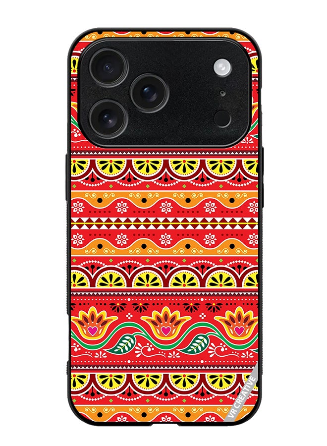 VR CREATIVE Protective Case Cover For Apple iPhone 17 Pro Max Indian And Pakistani Flowers And Leaves In Red And Yellow Design Multicolour