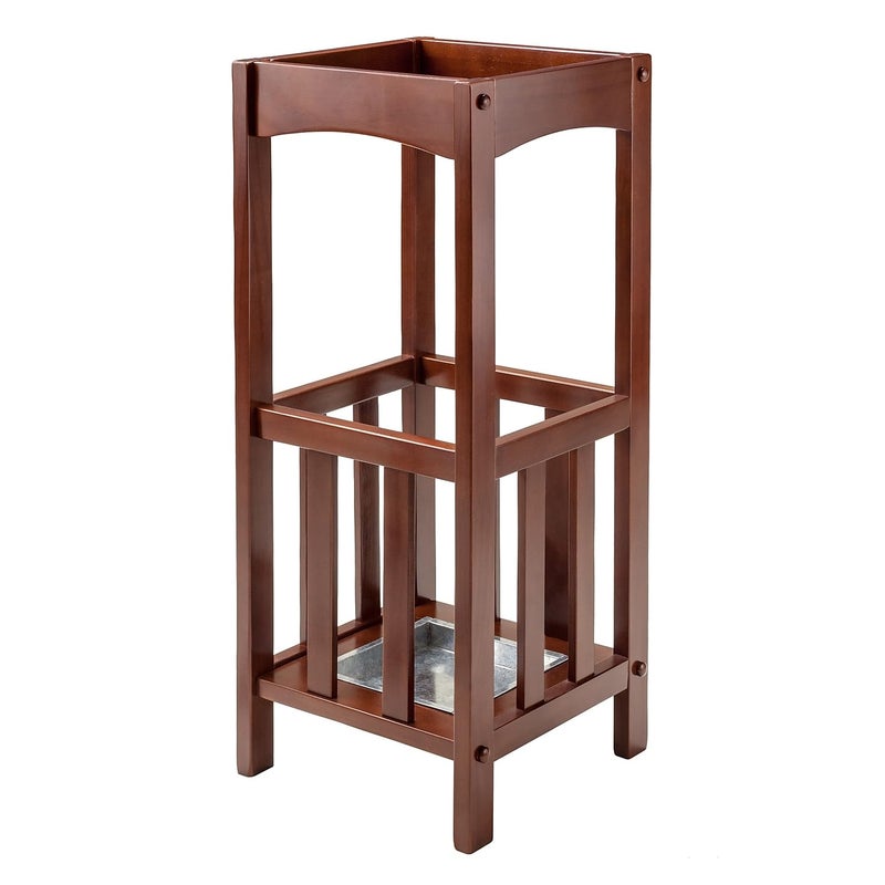 Winsome Winsome Rex Umbrella Stand with Metal Tray Walnut 94712