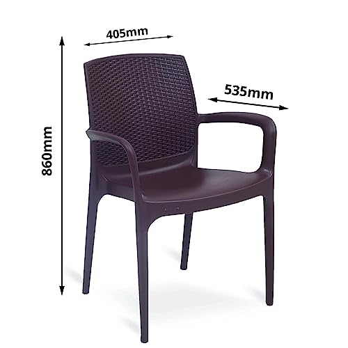 SkyGlamour Supreme Texas Heavy Plastic Chair for Indoor/Outdoor Use (Color: Globus Brown; Qnt: 4 Pc.) - Image 5