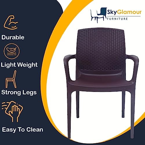 SkyGlamour Supreme Texas Heavy Plastic Chair for Indoor/Outdoor Use (Color: Globus Brown; Qnt: 4 Pc.) - Image 4