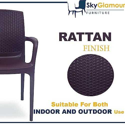 SkyGlamour Supreme Texas Heavy Plastic Chair for Indoor/Outdoor Use (Color: Globus Brown; Qnt: 4 Pc.) - Image 3