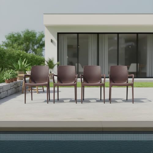SkyGlamour Supreme Texas Heavy Plastic Chair for Indoor/Outdoor Use (Color: Globus Brown; Qnt: 4 Pc.) - Image 1