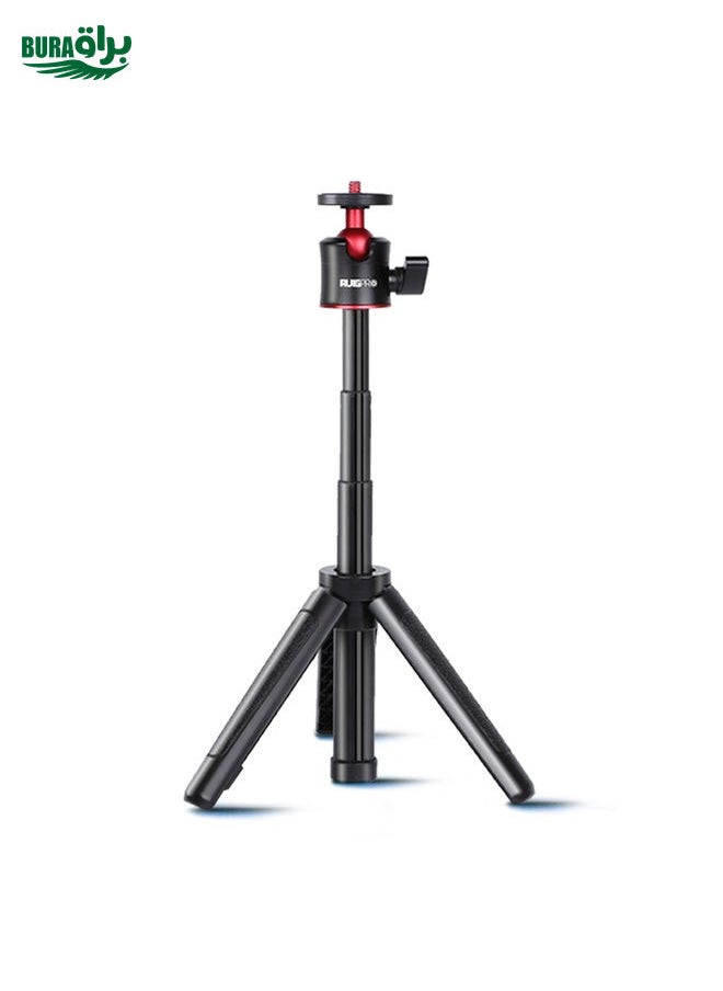 BURAQ - RUIGPRO Multi-functional Foldable Tripod Holder Selfie Monopod Stick with Ball Head & Phone Clamp & Bluetooth Remote Control for GoPro, Insta360, DJI and Other Action Cameras(Black) - Image 1