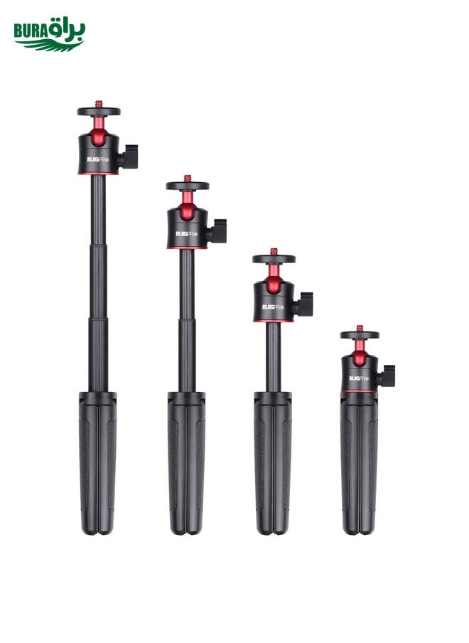 BURAQ - RUIGPRO Multi-functional Foldable Tripod Holder Selfie Monopod Stick with Ball Head & Phone Clamp & Bluetooth Remote Control for GoPro, Insta360, DJI and Other Action Cameras(Black) - Image 1