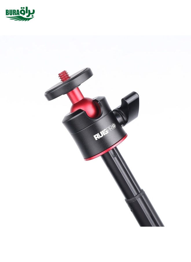 BURAQ - RUIGPRO Multi-functional Foldable Tripod Holder Selfie Monopod Stick with Ball Head & Phone Clamp & Bluetooth Remote Control for GoPro, Insta360, DJI and Other Action Cameras(Black) - Image 1