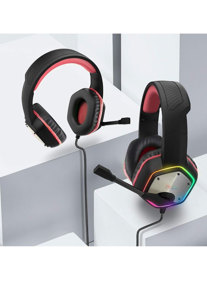 EKSA USB Gaming Headset for PC, Computer Headphones with Microphone/Mic Noise Cancelling, 7.1 Surround Sound, RGB Light - Wired Headphones for PS4, PS5 Console, Laptop, Call Center - Image 4