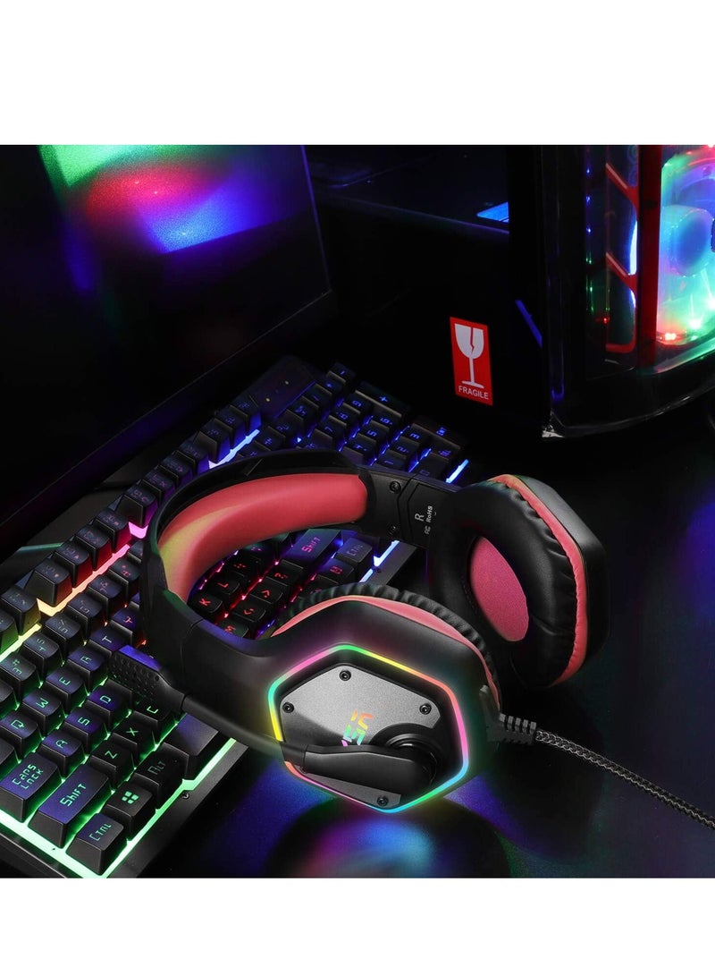 EKSA USB Gaming Headset for PC, Computer Headphones with Microphone/Mic Noise Cancelling, 7.1 Surround Sound, RGB Light - Wired Headphones for PS4, PS5 Console, Laptop, Call Center - Image 5