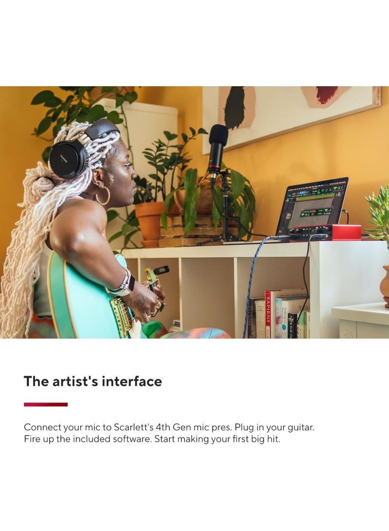 Focusrite Scarlett 2i2 4th Gen USB Audio Interface for Recording Songwriting Streaming and Podcasting with High Fidelity Studio Quality Sound Auto Gain Clip Safe and Included Software Suite - Image 3