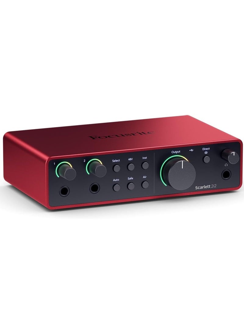 Focusrite Scarlett 2i2 4th Gen USB Audio Interface for Recording Songwriting Streaming and Podcasting with High Fidelity Studio Quality Sound Auto Gain Clip Safe and Included Software Suite - Image 1