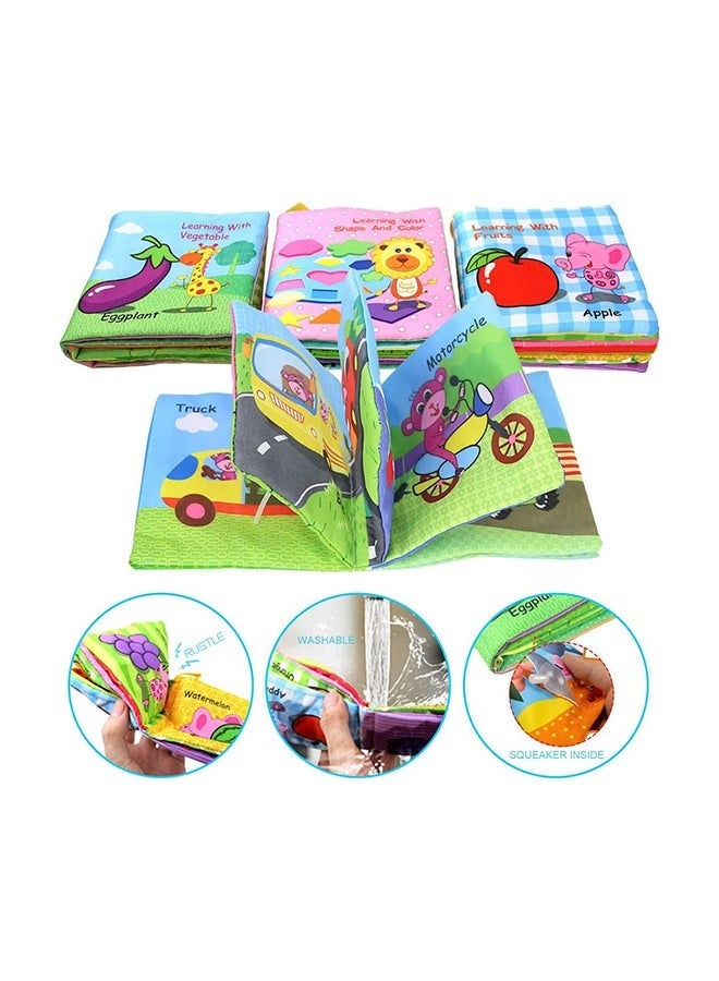 4-Piece Cloth Books for Baby Non-toxic Fabric and Washable Soft Cloth Book Set Baby Toy Early Education Crinkle Books for Toddlers Kids Birthday Gifts - Image 2