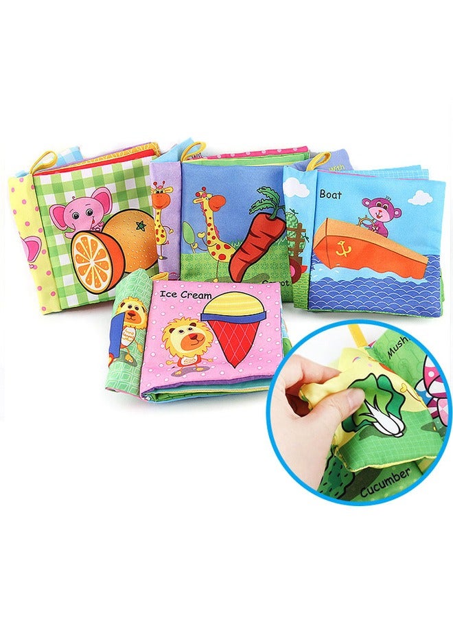 4-Piece Cloth Books for Baby Non-toxic Fabric and Washable Soft Cloth Book Set Baby Toy Early Education Crinkle Books for Toddlers Kids Birthday Gifts - Image 4