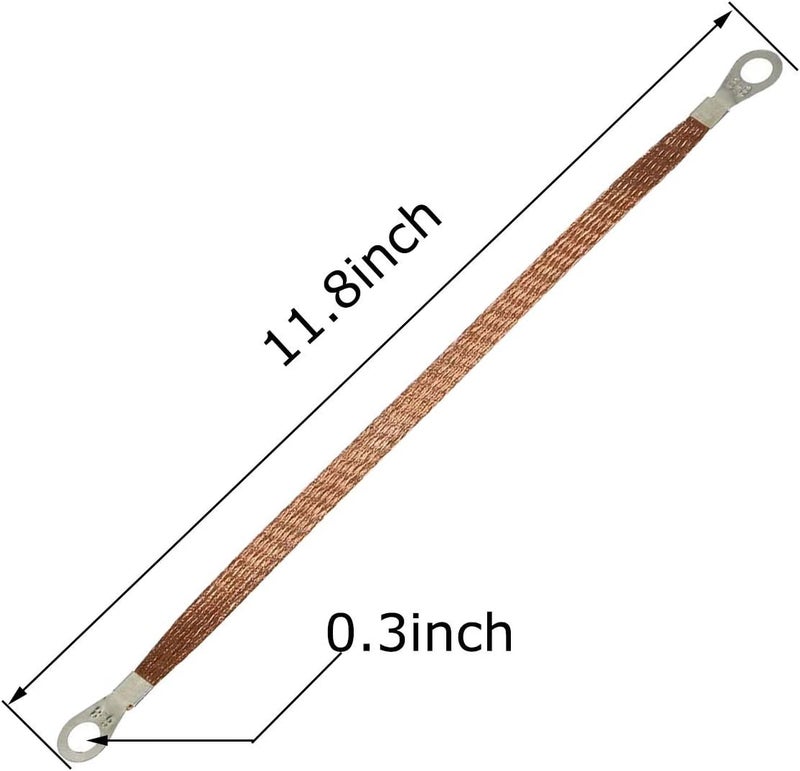 MEETOOT حزام تأريض مضفر MEETOOT 10 قطع 300 مم للسيارات مع أطراف نحاسية - Image 4