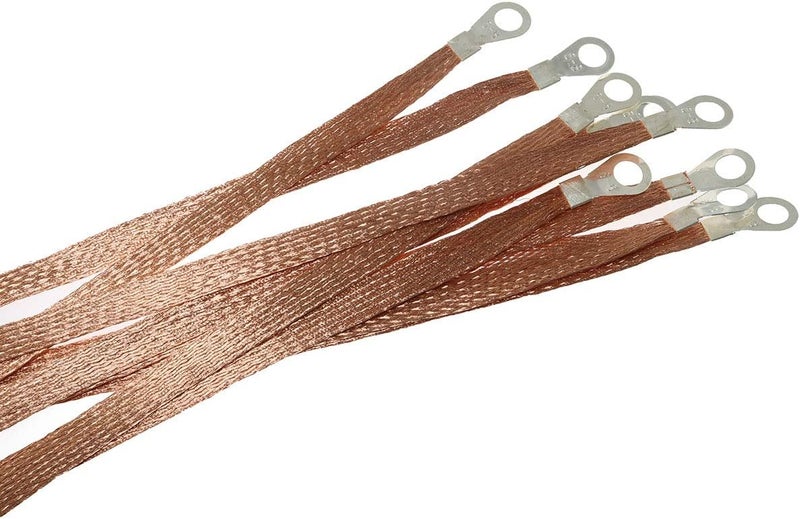 MEETOOT حزام تأريض مضفر MEETOOT 10 قطع 300 مم للسيارات مع أطراف نحاسية - Image 2