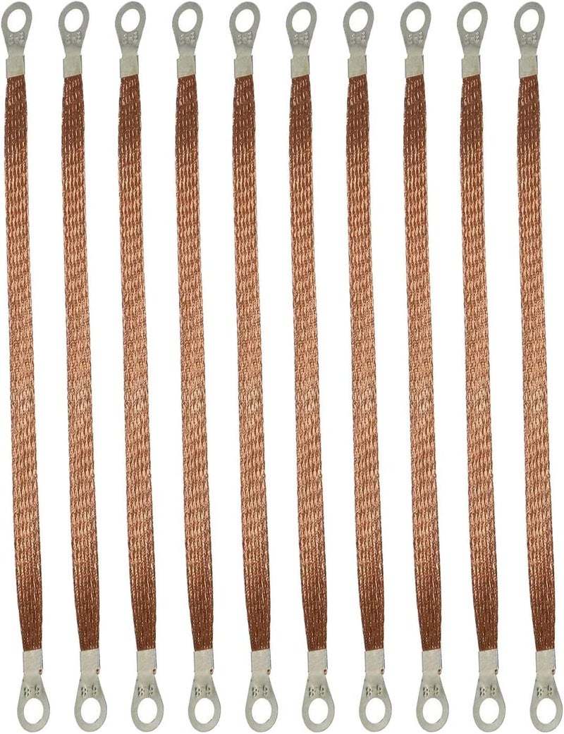 MEETOOT حزام تأريض مضفر MEETOOT 10 قطع 300 مم للسيارات مع أطراف نحاسية - Image 1