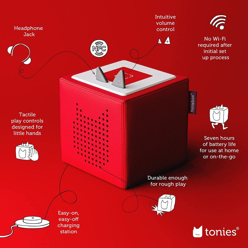 Tonies طقم بدء تشغيل مشغل الصوت تونيبكس 1 مع جرو اللعب - استمع، تعلم، والعب مع صندوق صغير قابل للعناق - أحمر - Image 3