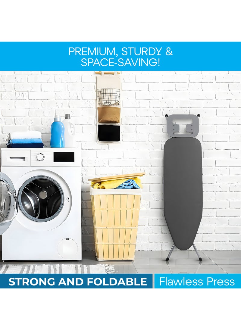 HOME 4 YOU Premium Ironing Board 43x13in, Iron Board with Deluxe Iron Rest for Steam Generator, Folding Ironing Stand with Adjustable Height, Heavy Sturdy Metal Frame Legs Iron Stand Dark Grey  - Image 2