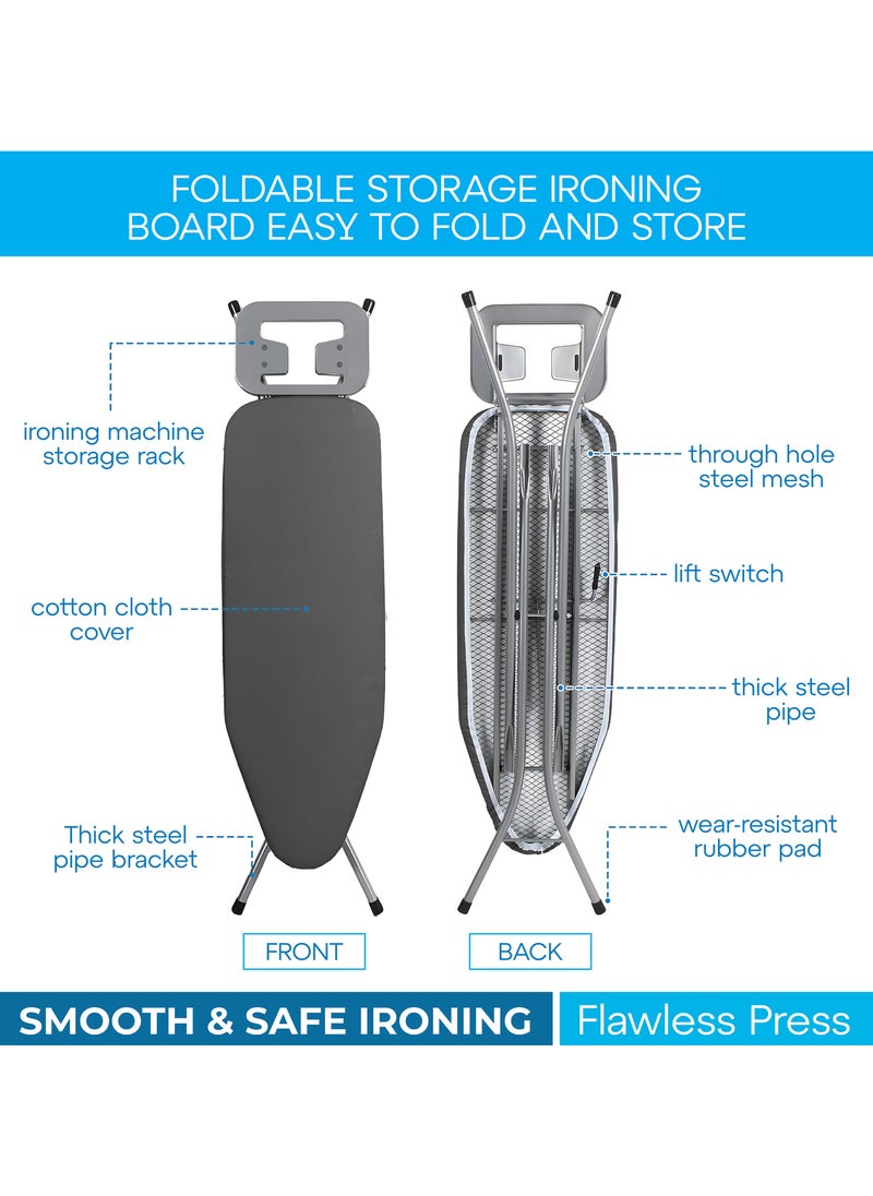 HOME 4 YOU Premium Ironing Board 43x13in, Iron Board with Deluxe Iron Rest for Steam Generator, Folding Ironing Stand with Adjustable Height, Heavy Sturdy Metal Frame Legs Iron Stand Dark Grey  - Image 5