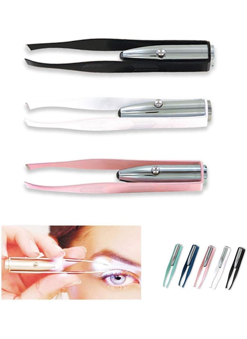 1st Choice 1st Choice 3 Stainless Steel Make Up LED Light Eyelash Eyebrow Hair Removal Lighted Tweezer 