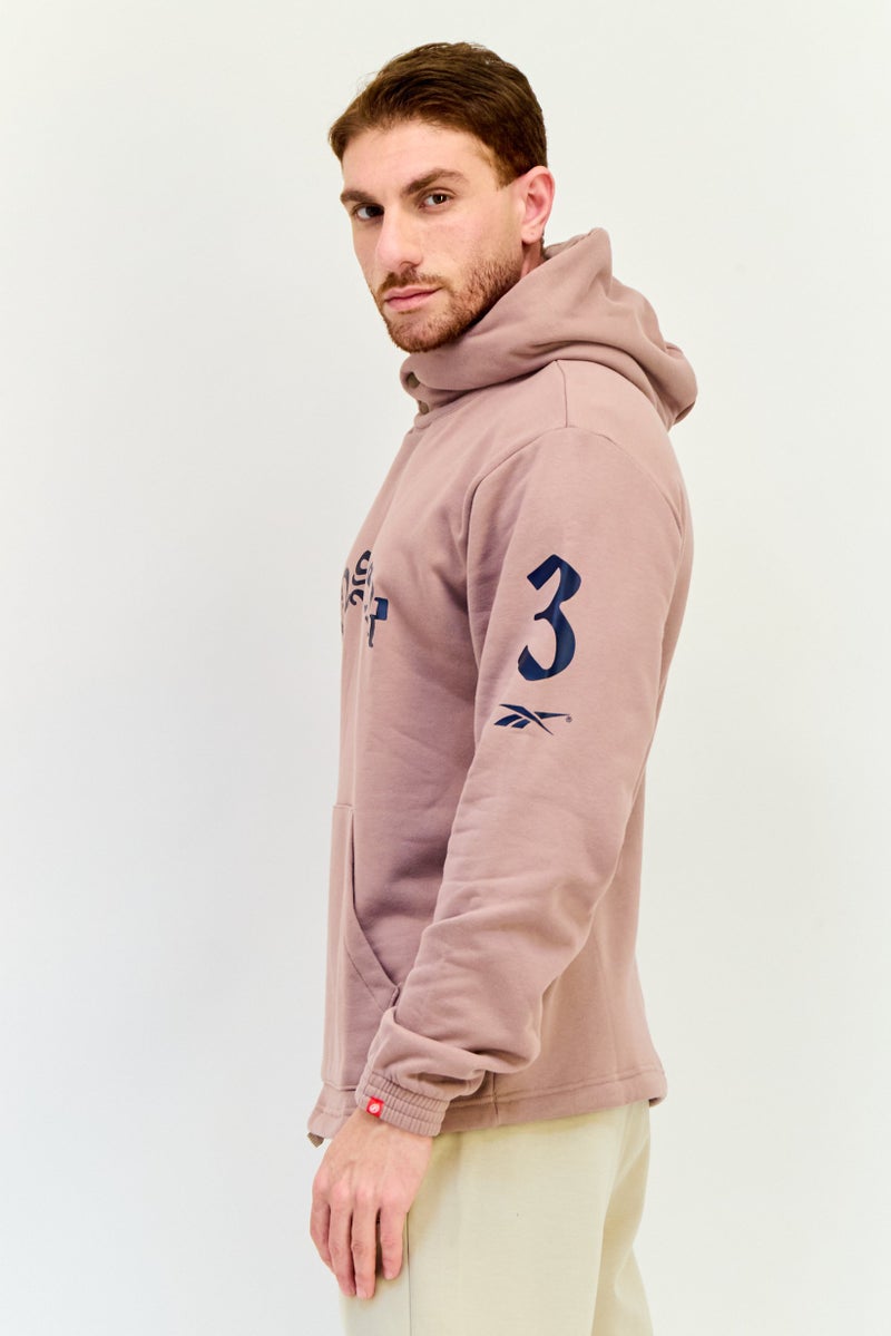 Reebok هودي خارجي طويل الأكمام للرجال مناسب للرياضة، لون بني رملي - Image 2