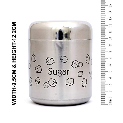 Coconut Stainless Steel Multipurpose Kitchen Accessories Canisters/Container for Storage Tea Coffee Sugar & Masala (Matt Finish) - 4 PC Set - Image 4