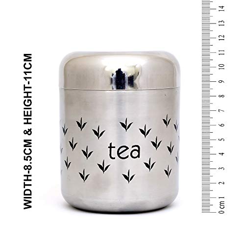 Coconut Stainless Steel Multipurpose Kitchen Accessories Canisters/Container for Storage Tea Coffee Sugar & Masala (Matt Finish) - 4 PC Set - Image 5
