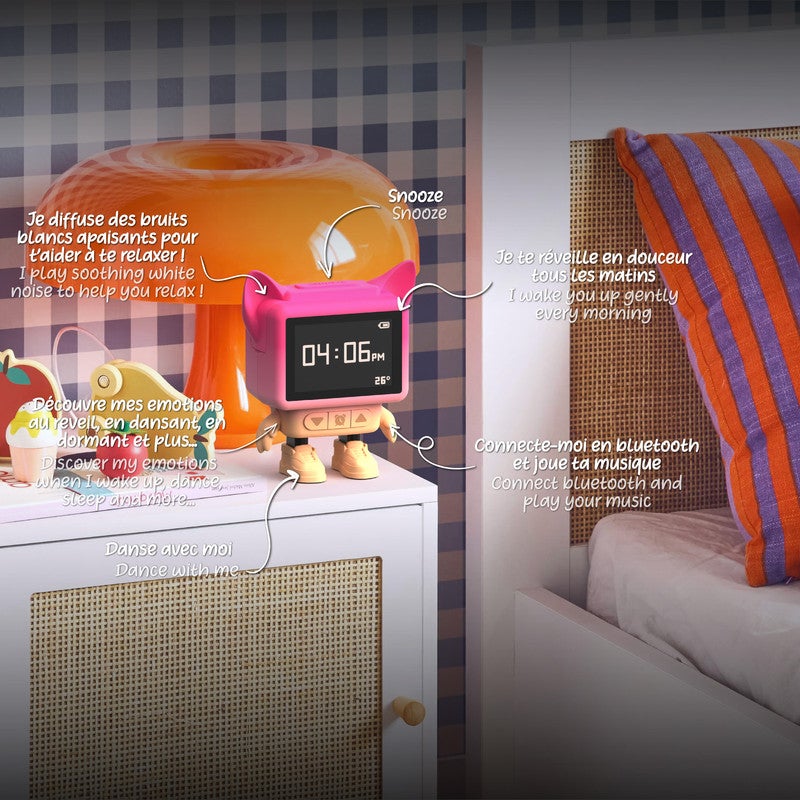 موب ساعة منبهة راقصة بلون وردي مع حركة مبتكرة لتنظيم الوقت وديكور غرف النوم العصرية - Image 3