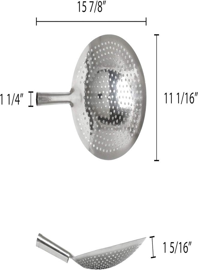 TrueCraftware- 11-inch Oil Skimmer Stainless Steel Hole Size: 6mm- for Cooking and Frying Kitchen Utensils Wire Pasta Strainer Spoon Food Preparation Kitchen Strainer - Image 4