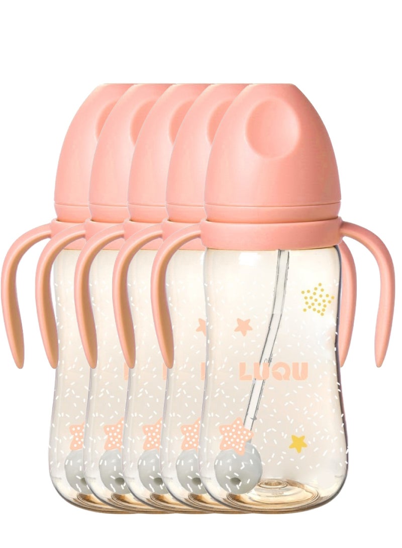 لوكو زجاجة رضاعة PPSU مع مقبض 300 مل وردي -5 قطعة - Image 1