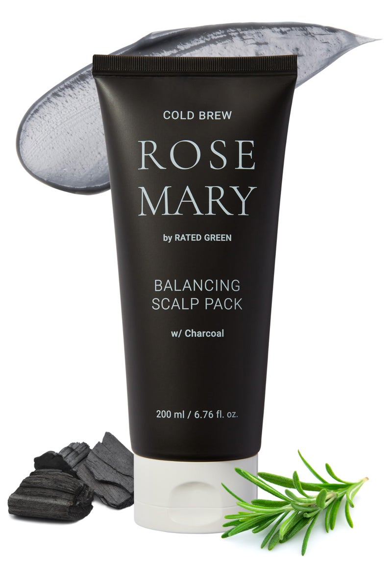 RATED GREEN Rosemary Balancing Scalp Pack | Organic Cold Brewed Charcoal | 2-in-1 Detoxifying Hair Mask for Flaky, Oly Scalp & Hair | Silicone-Free, Korean Hair Care | 6.76 Fl. Oz - Image 1