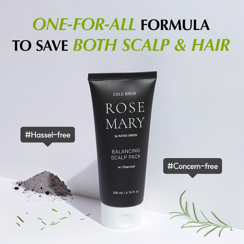 RATED GREEN Rosemary Balancing Scalp Pack | Organic Cold Brewed Charcoal | 2-in-1 Detoxifying Hair Mask for Flaky, Oly Scalp & Hair | Silicone-Free, Korean Hair Care | 6.76 Fl. Oz - Image 5