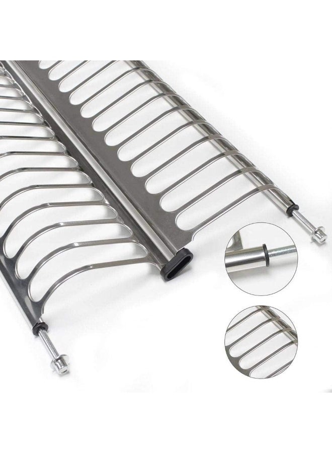 Premium Stainless Steel Kitchen Plate Rack & Drying Mat Set – Vertical Dish Organizer with Drip Tray - Image 4