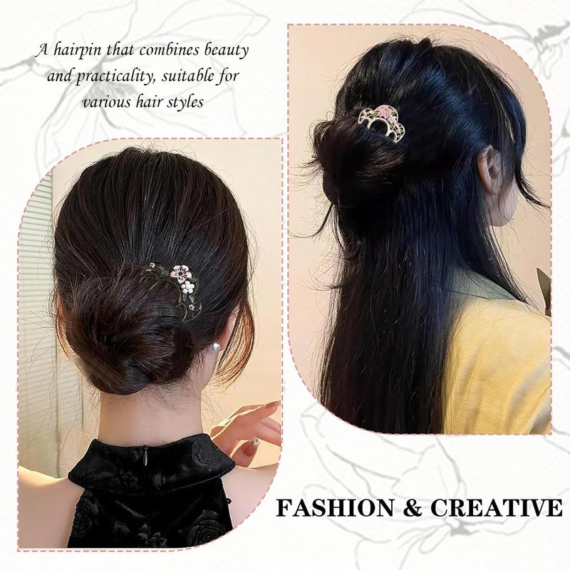 Aeenioy 3Pcs Korean Hair Accessories, U-Shaped Pearl Hair Pins Set for Women, Elegant French Hair Pins for Hair Styling, Juda Accessories for Hair Bun, Rhinestone Pearl Hair Comb Stick for Wedding and Daily Use - Image 4