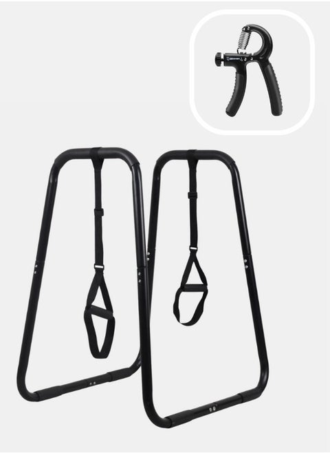 Parallel handle connected push-up with hand exercise handle
